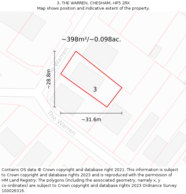 3, THE WARREN, CHESHAM, HP5 2RX: Plot and title map
