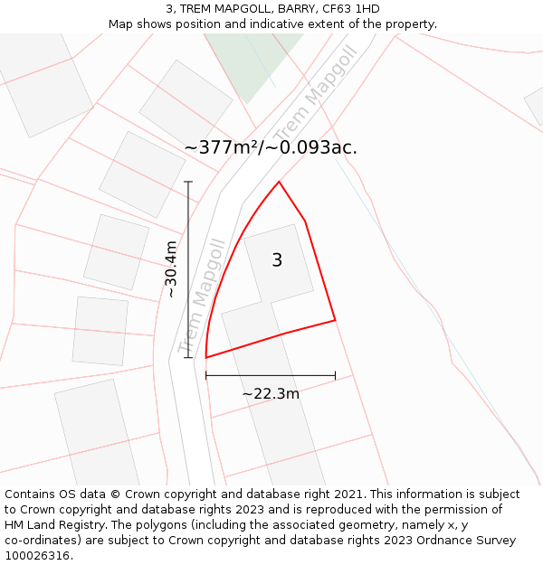 3, TREM MAPGOLL, BARRY, CF63 1HD: Plot and title map