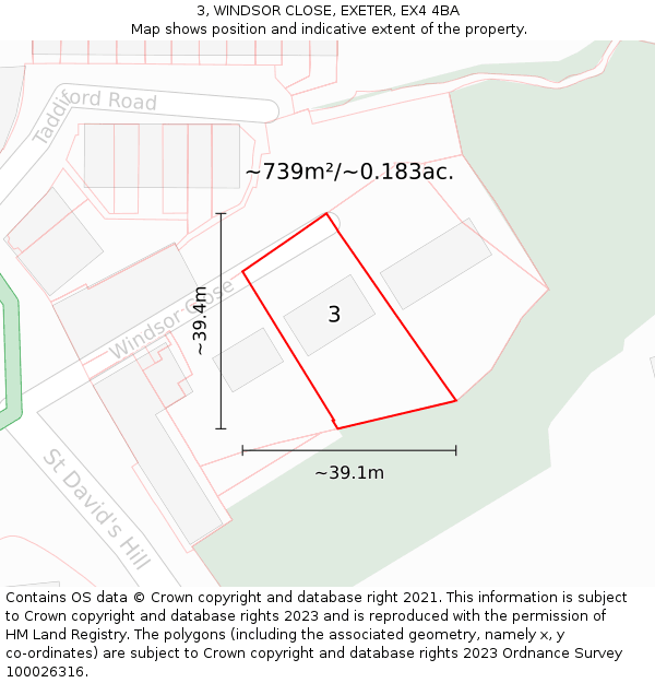 3, WINDSOR CLOSE, EXETER, EX4 4BA: Plot and title map