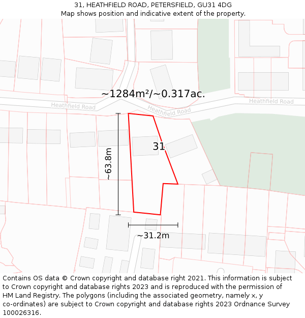 31, HEATHFIELD ROAD, PETERSFIELD, GU31 4DG: Plot and title map