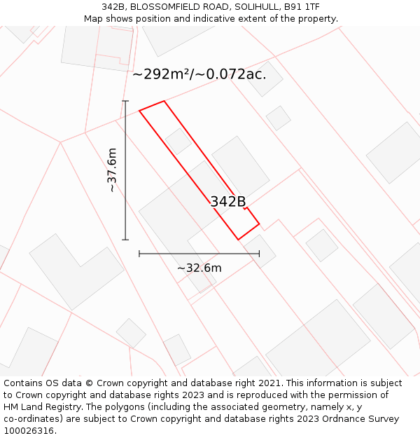 342B, BLOSSOMFIELD ROAD, SOLIHULL, B91 1TF: Plot and title map