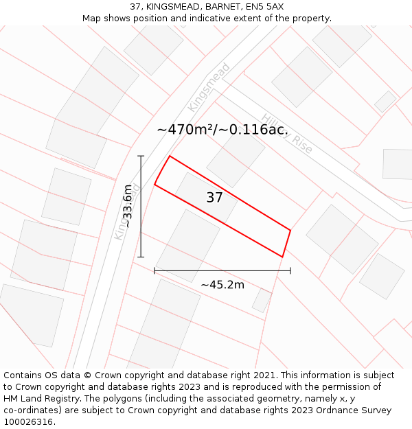 37, KINGSMEAD, BARNET, EN5 5AX: Plot and title map