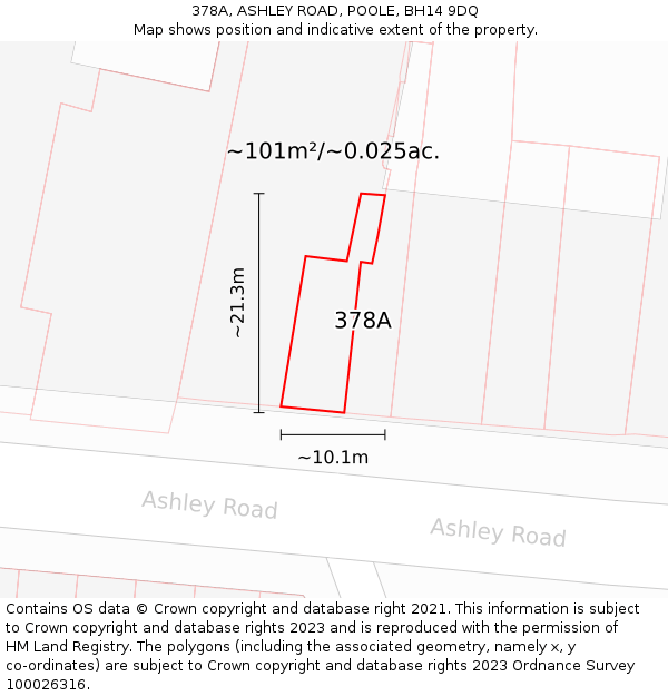 378A, ASHLEY ROAD, POOLE, BH14 9DQ: Plot and title map