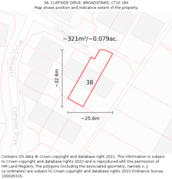 38, CLIFFSIDE DRIVE, BROADSTAIRS, CT10 1RX: Plot and title map