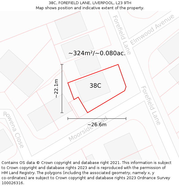 38C, FOREFIELD LANE, LIVERPOOL, L23 9TH: Plot and title map