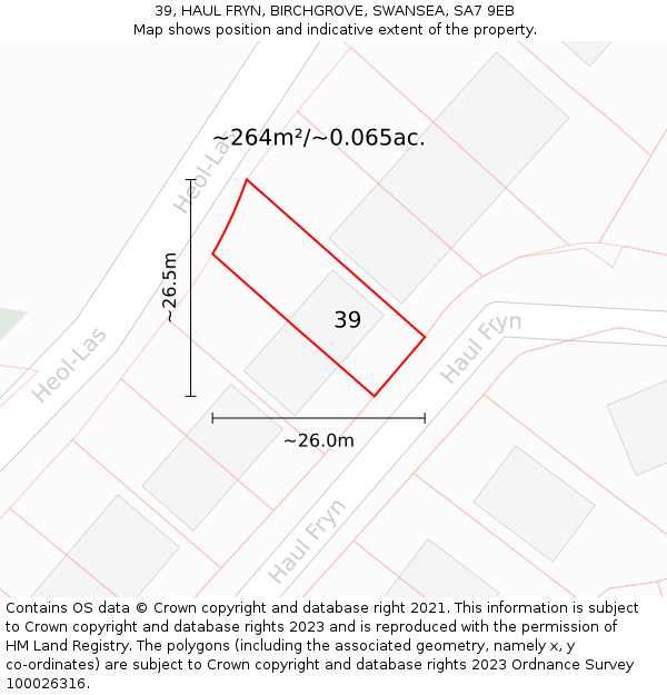 39, HAUL FRYN, BIRCHGROVE, SWANSEA, SA7 9EB: Plot and title map