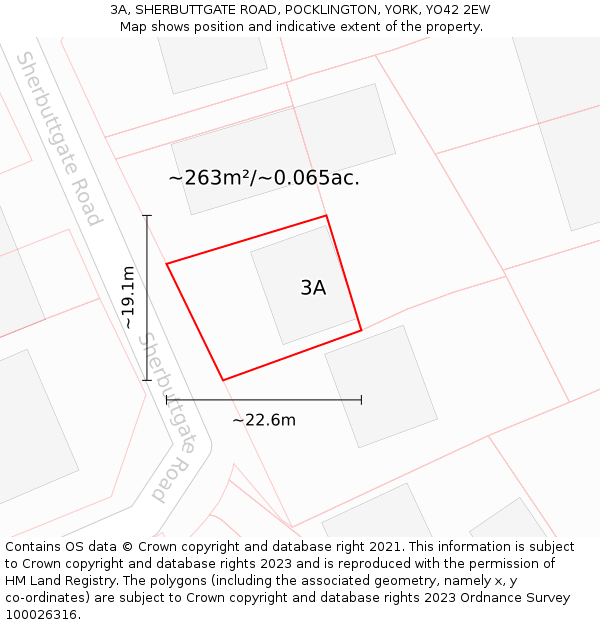 3A, SHERBUTTGATE ROAD, POCKLINGTON, YORK, YO42 2EW: Plot and title map