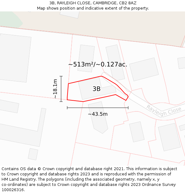 3B, RAYLEIGH CLOSE, CAMBRIDGE, CB2 8AZ: Plot and title map