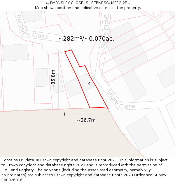 4, BARNSLEY CLOSE, SHEERNESS, ME12 2BU: Plot and title map