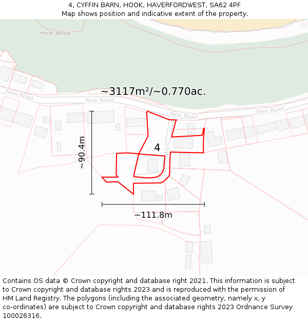 4, CYFFIN BARN, HOOK, HAVERFORDWEST, SA62 4PF: Plot and title map