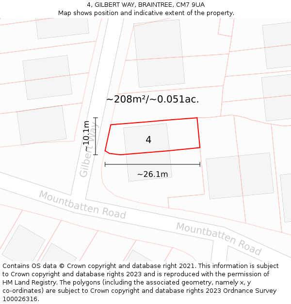 4, GILBERT WAY, BRAINTREE, CM7 9UA: Plot and title map