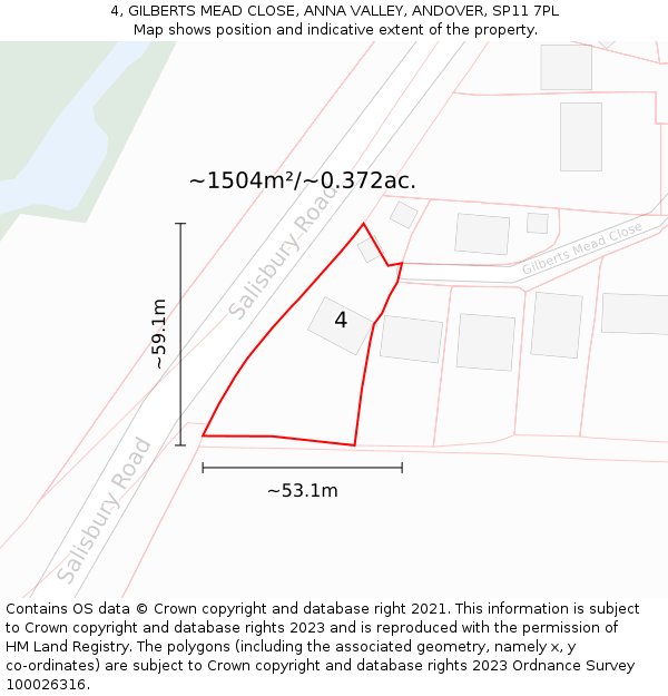 4, GILBERTS MEAD CLOSE, ANNA VALLEY, ANDOVER, SP11 7PL: Plot and title map