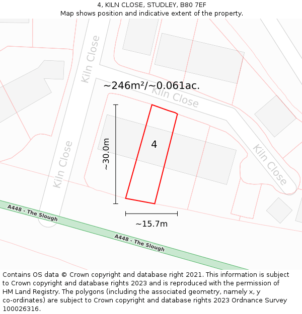 4, KILN CLOSE, STUDLEY, B80 7EF: Plot and title map