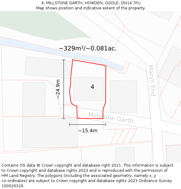 4, MILLSTONE GARTH, HOWDEN, GOOLE, DN14 7FU: Plot and title map