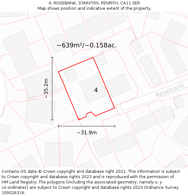 4, ROSEBANK, STAINTON, PENRITH, CA11 0ER: Plot and title map