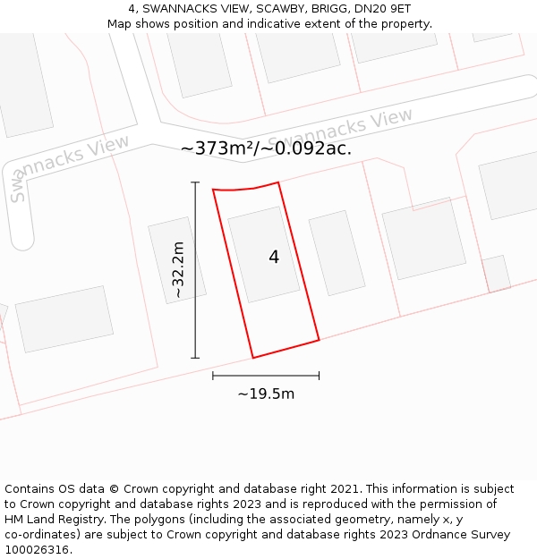 4, SWANNACKS VIEW, SCAWBY, BRIGG, DN20 9ET: Plot and title map