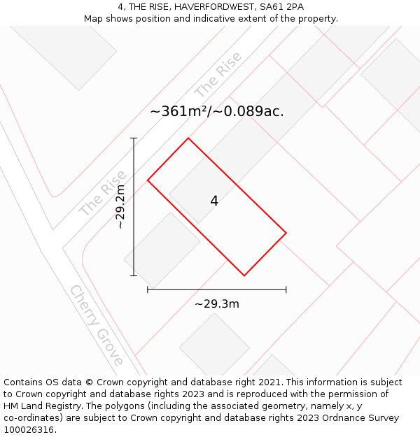 4, THE RISE, HAVERFORDWEST, SA61 2PA: Plot and title map
