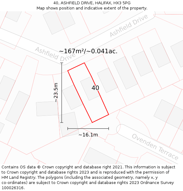 40, ASHFIELD DRIVE, HALIFAX, HX3 5PG: Plot and title map