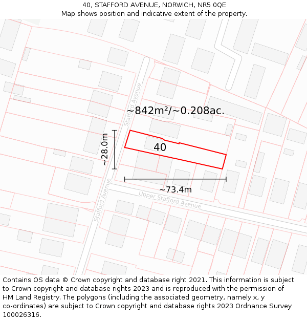 40, STAFFORD AVENUE, NORWICH, NR5 0QE: Plot and title map