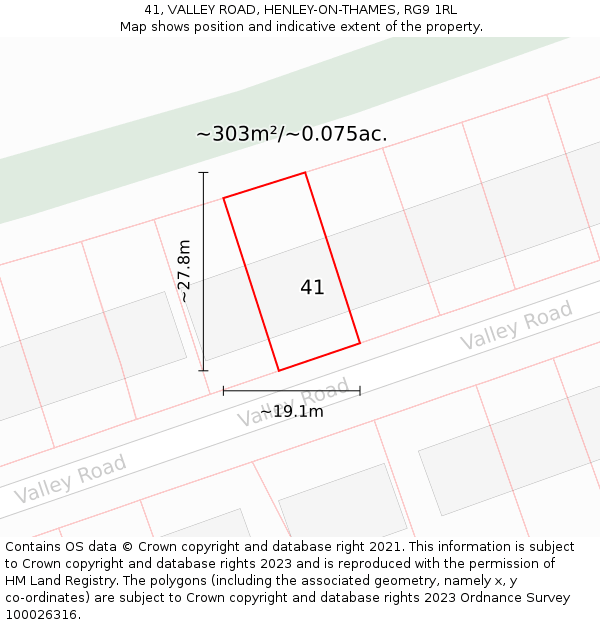 41, VALLEY ROAD, HENLEY-ON-THAMES, RG9 1RL: Plot and title map