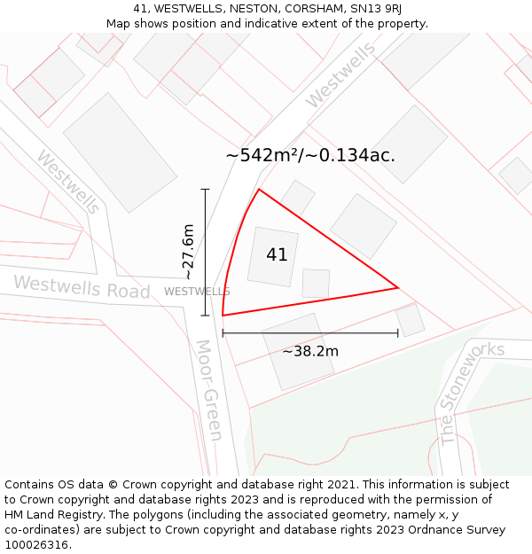 41, WESTWELLS, NESTON, CORSHAM, SN13 9RJ: Plot and title map