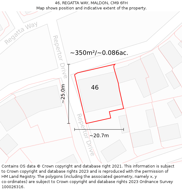46, REGATTA WAY, MALDON, CM9 6FH: Plot and title map
