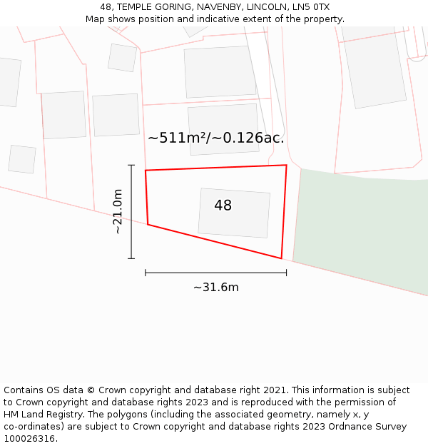 48, TEMPLE GORING, NAVENBY, LINCOLN, LN5 0TX: Plot and title map