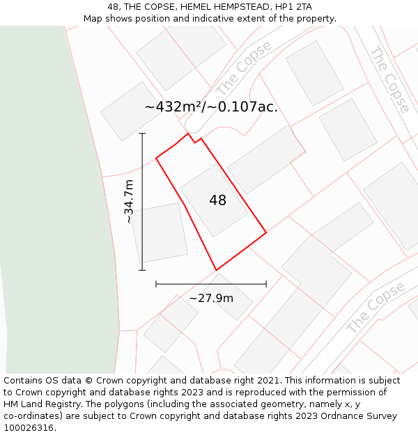 48, THE COPSE, HEMEL HEMPSTEAD, HP1 2TA: Plot and title map