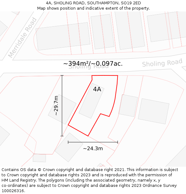 4A, SHOLING ROAD, SOUTHAMPTON, SO19 2ED: Plot and title map