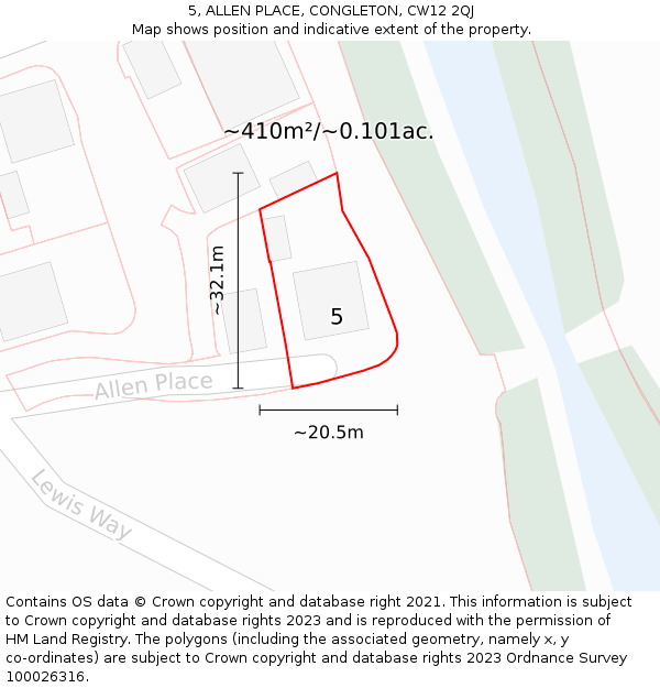 5, ALLEN PLACE, CONGLETON, CW12 2QJ: Plot and title map