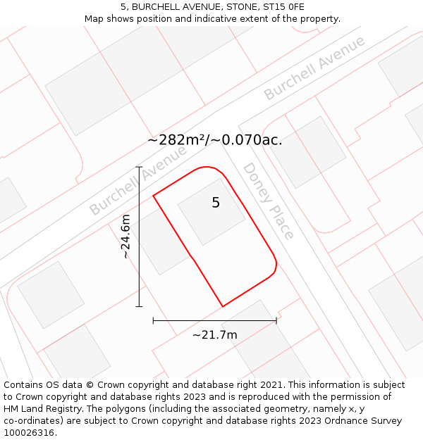5, BURCHELL AVENUE, STONE, ST15 0FE: Plot and title map