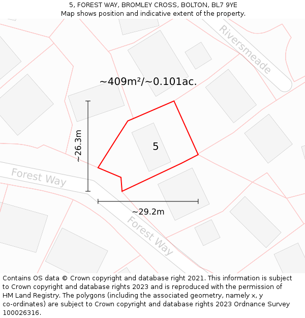 5, FOREST WAY, BROMLEY CROSS, BOLTON, BL7 9YE: Plot and title map