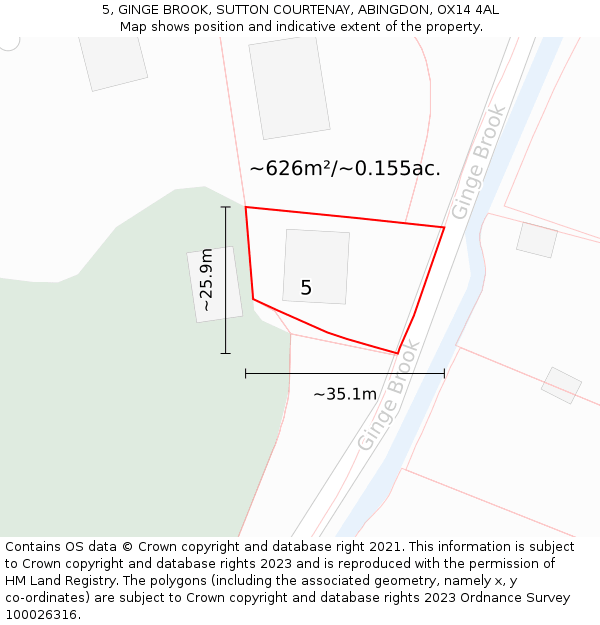 5, GINGE BROOK, SUTTON COURTENAY, ABINGDON, OX14 4AL: Plot and title map