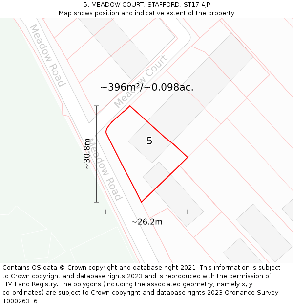 5, MEADOW COURT, STAFFORD, ST17 4JP: Plot and title map