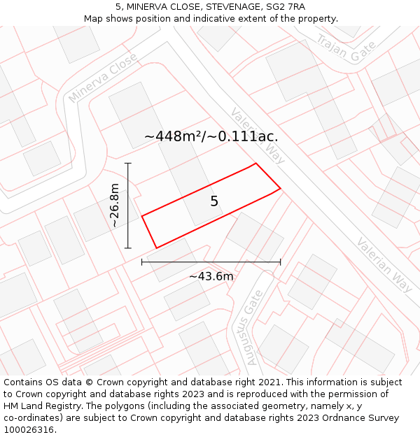 5, MINERVA CLOSE, STEVENAGE, SG2 7RA: Plot and title map