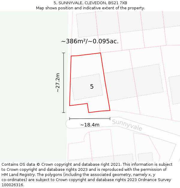 5, SUNNYVALE, CLEVEDON, BS21 7XB: Plot and title map