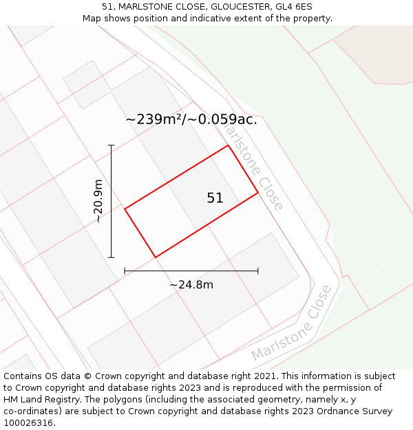 51, MARLSTONE CLOSE, GLOUCESTER, GL4 6ES: Plot and title map