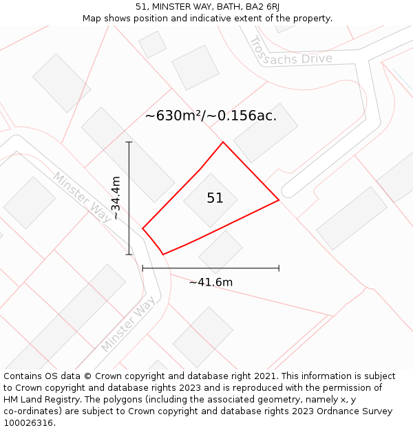 51, MINSTER WAY, BATH, BA2 6RJ: Plot and title map