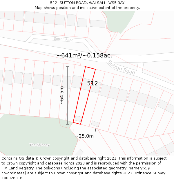512, SUTTON ROAD, WALSALL, WS5 3AY: Plot and title map