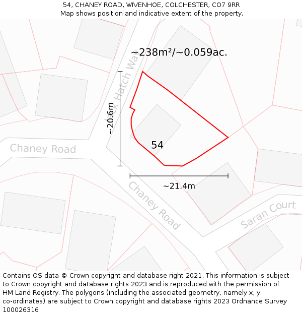 54, CHANEY ROAD, WIVENHOE, COLCHESTER, CO7 9RR: Plot and title map