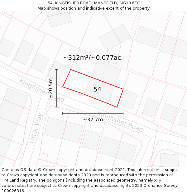 54, KINGFISHER ROAD, MANSFIELD, NG19 6EG: Plot and title map