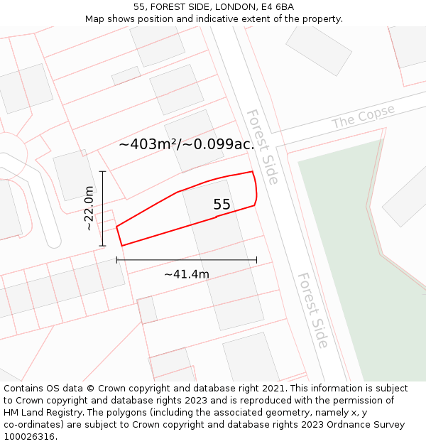 55, FOREST SIDE, LONDON, E4 6BA: Plot and title map
