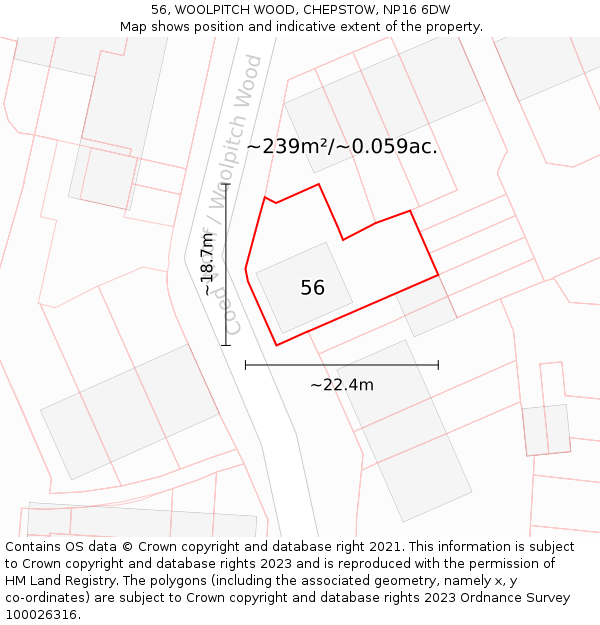 56, WOOLPITCH WOOD, CHEPSTOW, NP16 6DW: Plot and title map