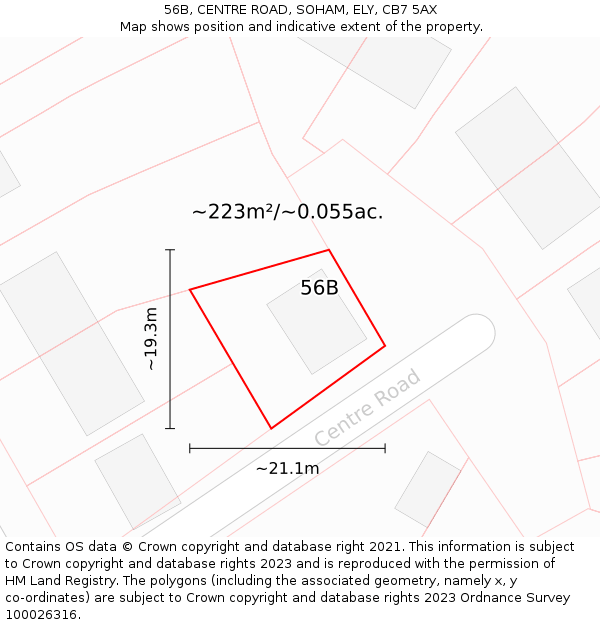 56B, CENTRE ROAD, SOHAM, ELY, CB7 5AX: Plot and title map