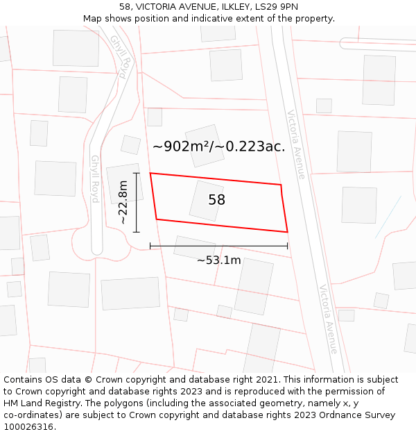 58, VICTORIA AVENUE, ILKLEY, LS29 9PN: Plot and title map