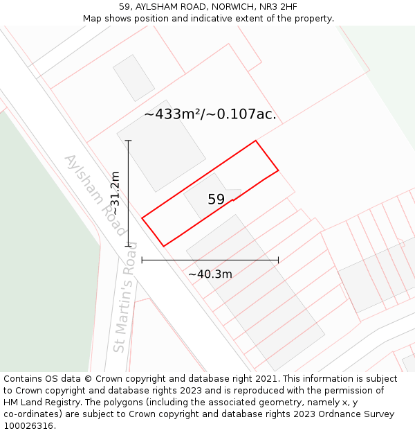 59, AYLSHAM ROAD, NORWICH, NR3 2HF: Plot and title map