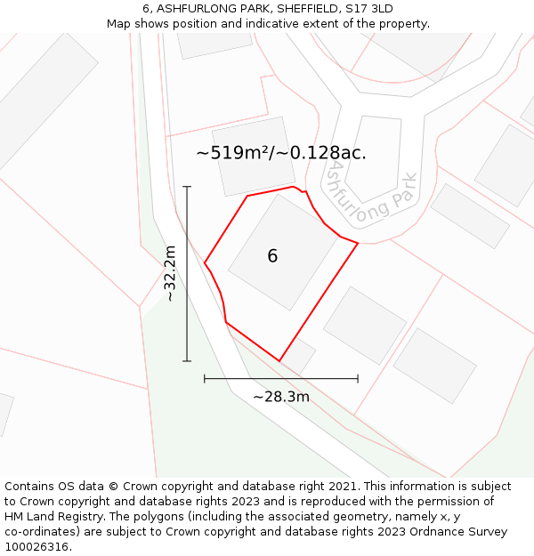 6, ASHFURLONG PARK, SHEFFIELD, S17 3LD: Plot and title map
