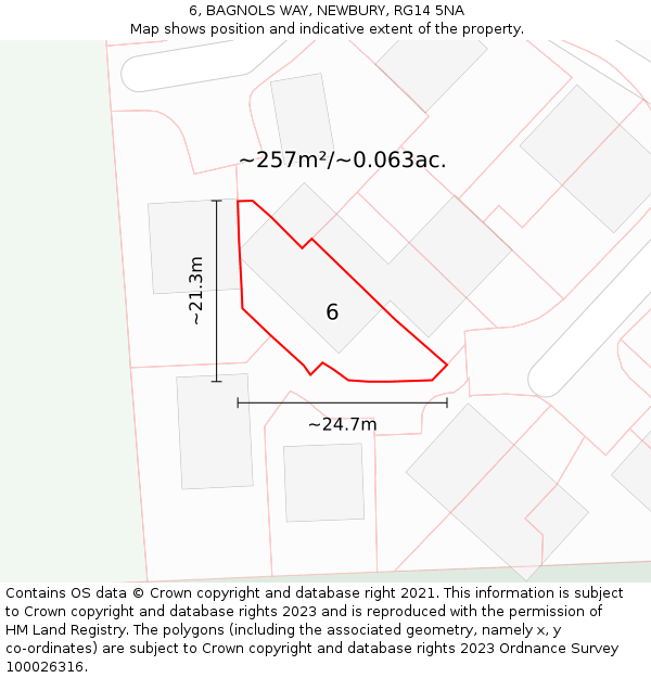 6, BAGNOLS WAY, NEWBURY, RG14 5NA: Plot and title map
