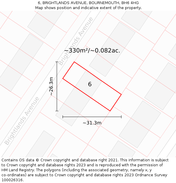 6, BRIGHTLANDS AVENUE, BOURNEMOUTH, BH6 4HG: Plot and title map