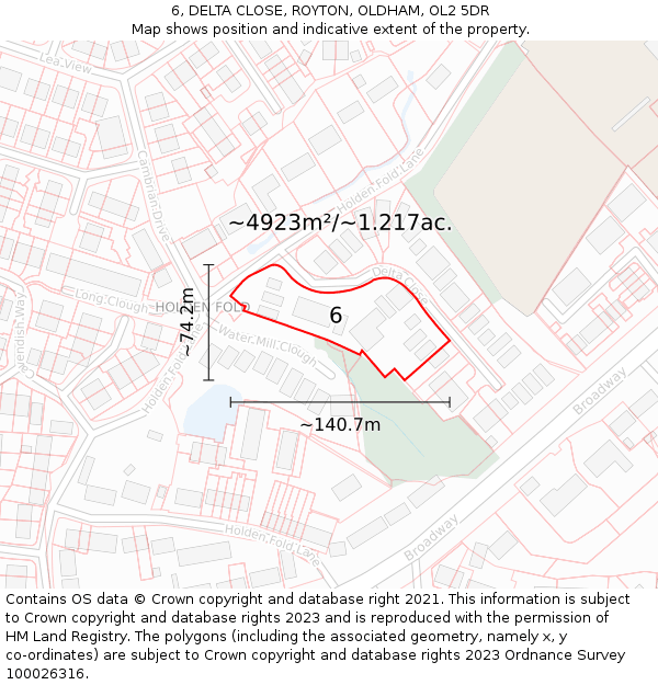 6, DELTA CLOSE, ROYTON, OLDHAM, OL2 5DR: Plot and title map